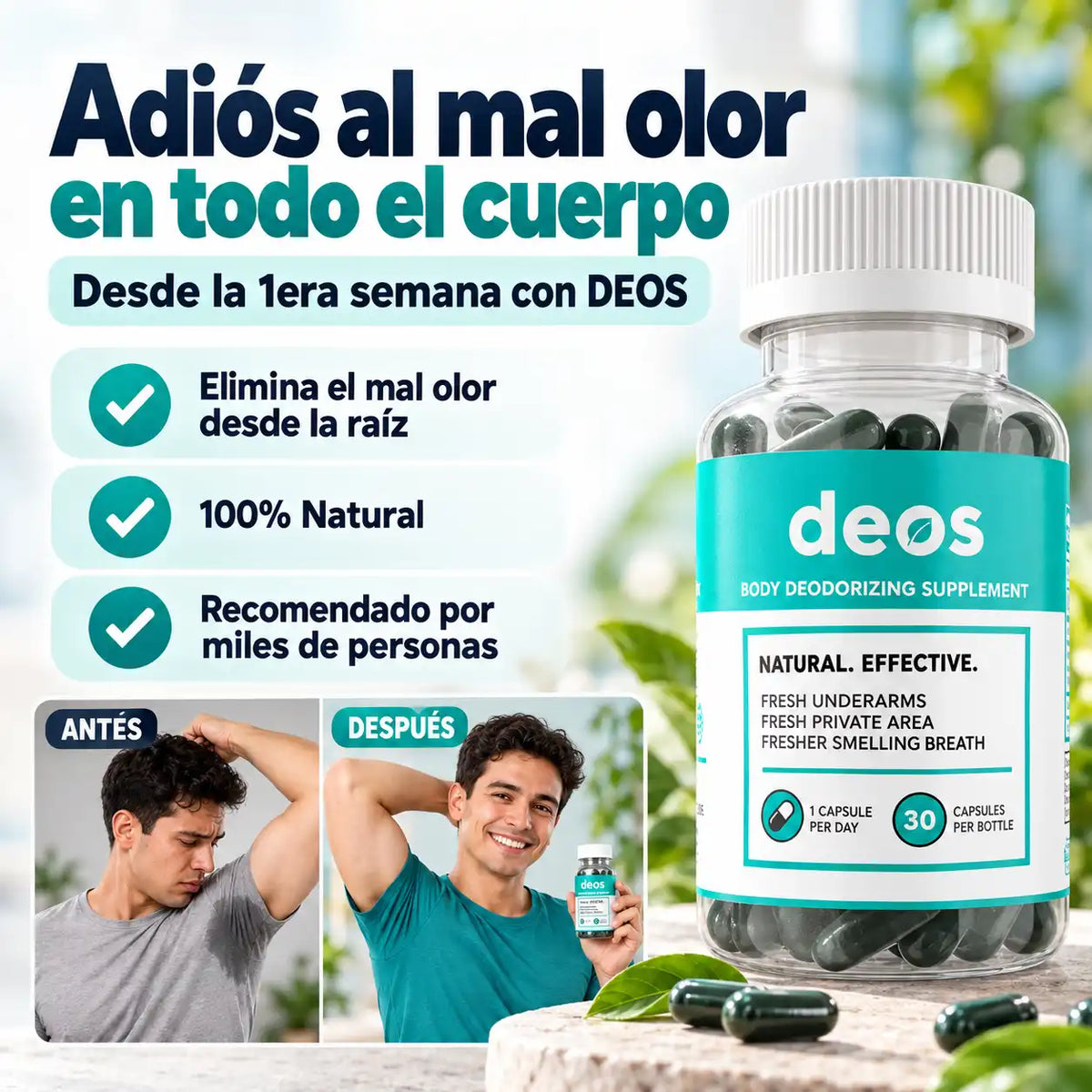DEOS Suplemento Desodorante | Elimina el Mal Olor desde adentro
